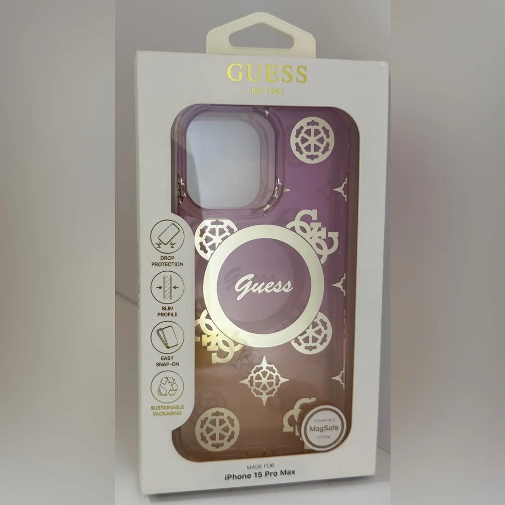 Guess Purple and Gold Ombré iPhone Case Elegant Design IPhone 15 Pro Max